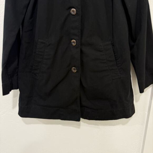 Eileen Fisher Organic Cotton Black Shacket Button-Down Layering Piece Medium - Picture 3 of 5
